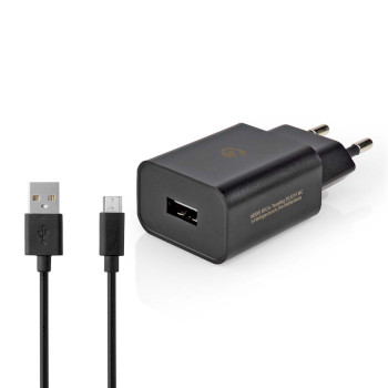 WCHAM105ABK Oplader | 5 w | 1.0 a | outputs: 1 | usb-a | micro-usb | 1.00 m | single voltage output | zwart Product foto