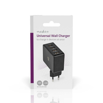 WCHAU481ABK Oplader | 24 w | snellaad functie | 4x 2.4 a | outputs: 4 | 4x usb-a | geen kabel inbegrepen | singl Verpakking foto