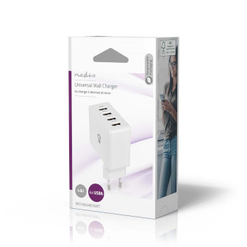 WCHAU481AWT Oplader | 24 w | snellaad functie | 4x 2.4 a | outputs: 4 | 4x usb-a | geen kabel inbegrepen | singl Verpakking foto