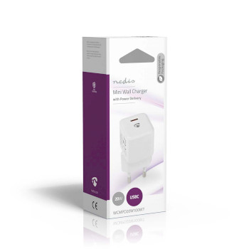 WCMPD20W100WT Oplader | 20 w | pd3.0 20w | snellaad functie | 1.67 / 2.22 / 3.0 a | outputs: 1 | usb-c™ | au Verpakking foto
