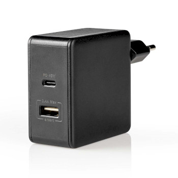 WCPD45W100BK Oplader | 57 w | pd3.0 45w | snellaad functie | 2.25 / 2.4 / 3.0 a | outputs: 2 | usb-a / usb-c͐ Product foto
