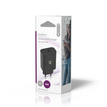 WCQC402ABK Oplader | 32 w | pd3.0 27w / pd3.0 30w / qc4.0 32w | snellaad functie | 1.5 / 2.0 / 2.5 / 3.0 a | ou Verpakking foto