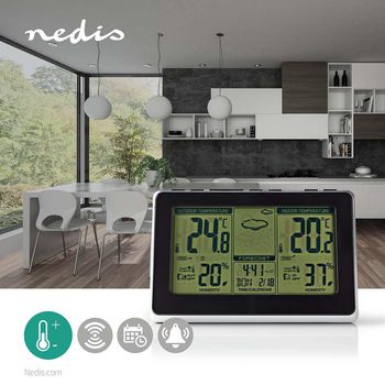 WEST400BK Weerstation | binnen & buiten | inclusief draadloze weersensor | weersvoorspelling | tijdweergave |  Product foto