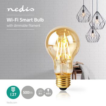 WIFILF10GDA60 Smartlife led filamentlamp | wi-fi | e27 | 500 lm | 5 w | warm wit | 2200 k | glas | android™  Product foto