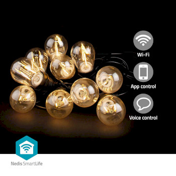 WIFILP01F10 Smartlife decoratieve verlichting | feestverlichting | wi-fi | warm wit | 10 led\'s | 9.00 m | androi
