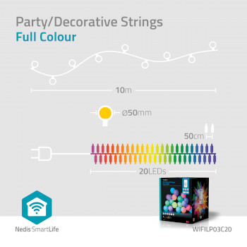 WIFILP03C20 Smartlife decoratieve verlichting | feestverlichting | wi-fi | rgb / wit | 20 led\'s | 10 m | android Product foto