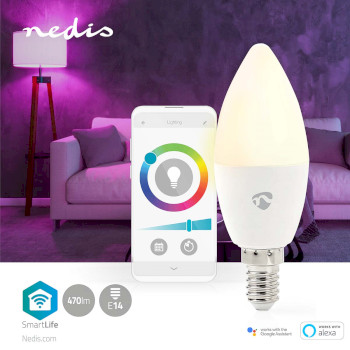 WIFILRC10E14 Smartlife multicolour lamp | wi-fi | e14 | 470 lm | 4.9 w | rgb / warm tot koel wit | 2700 - 6500 k  Product foto