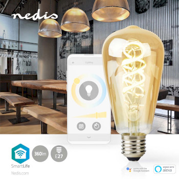 WIFILRT10ST64 Smartlife led filamentlamp | wi-fi | e27 | 360 lm | 4.9 w | warm tot koel wit | 1800 - 6500 k | glas Product foto