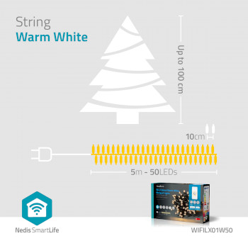 WIFILX01W50 Smartlife-kerstverlichting | koord | wi-fi | warm wit | 50 led\'s | 5.00 m | android™ / ios Product foto