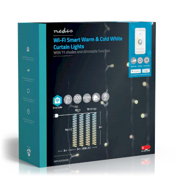 WIFILXC02W200 Smartlife-kerstverlichting | gordijn | wi-fi | warm tot koel wit | 200 led\'s | 3 m | android™  Verpakking foto