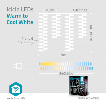 WIFILXC04W250 Smartlife-kerstverlichting | ijskegel | wi-fi | warm tot koel wit | 240 led\'s | 5.00 m | androidT Product foto