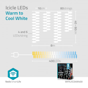 WIFILXC04W400 Smartlife-kerstverlichting | ijskegel | wi-fi | warm tot koel wit | 400 led\'s | 8.00 m | androidT Product foto