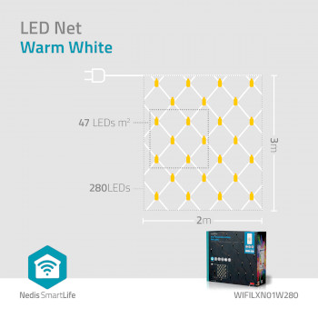 WIFILXN01W280 Smartlife-kerstverlichting | net | wi-fi | warm wit | 280 led\'s | 3.00 m | 3 x 2 m | android™  Product foto