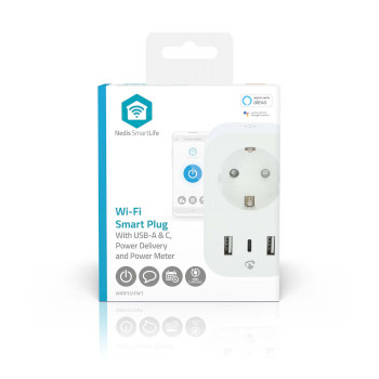 WIFIP151FWT Smartlife slimme stekker | wi-fi | ip21 | energiemeter | 3680 w | type f (cee 7/7) / 1x usb-c™  foto