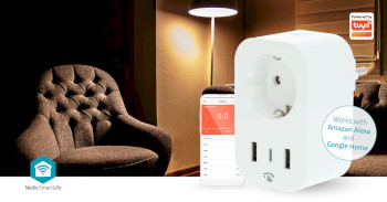 WIFIP151FWT Smartlife slimme stekker | wi-fi | ip21 | energiemeter | 3680 w | type f (cee 7/7) / 1x usb-c™ Product foto