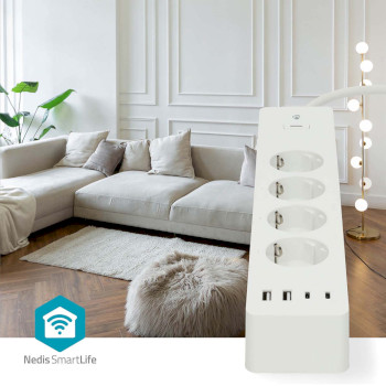 WIFIP313FWT Smartlife stekkerdoos | wi-fi | 2x usb-a / 2x usb-c™ / 4x plug with earth contact (cee 7/3) |  Product foto
