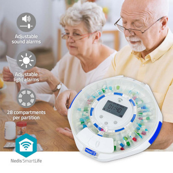 WIFIPD10WT Smartlife medicijndispenser | wi-fi | 28 compartimenten | aantal alarmtijden: 9 alarmtijden per dag  Product foto