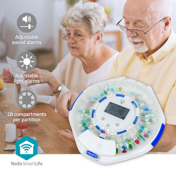 WIFIPD10WT Smartlife medicijndispenser | wi-fi | 28 compartimenten | aantal alarmtijden: 9 alarmtijden per dag  Product foto