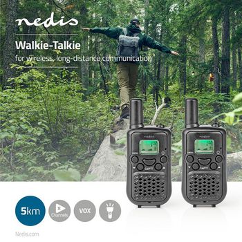 WLTK0500BK Walkie talkie set | 2 handsets | tot 5 km | frequentiekanalen: 8 | ptt / vox | tot 2,5 uur | zwart Product foto