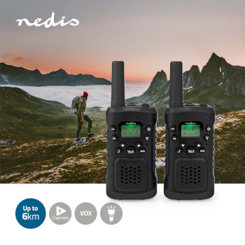 WLTK0610BK Walkie talkie set | 2 handsets | tot 6 km | frequentiekanalen: 8 | ptt / vox | tot 3 uur | koptelefo Product foto