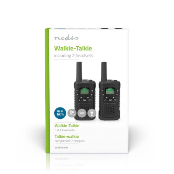 WLTK0610BK Walkie talkie set | 2 handsets | tot 6 km | frequentiekanalen: 8 | ptt / vox | tot 3 uur | koptelefo  foto