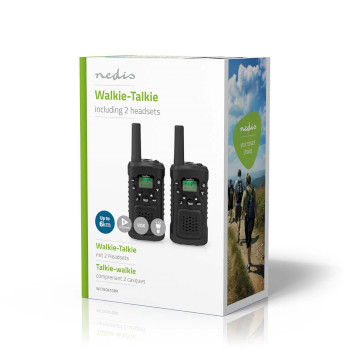 WLTK0610BK Walkie talkie set | 2 handsets | tot 6 km | frequentiekanalen: 8 | ptt / vox | tot 3 uur | koptelefo Verpakking foto