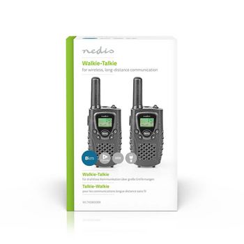 WLTK0800BK Walkie talkie set | 2 handsets | tot 8 km | frequentiekanalen: 8 | ptt / vox | tot 2,5 uur | koptele Verpakking foto