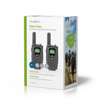 WLTK0800BK Walkie talkie set | 2 handsets | tot 8 km | frequentiekanalen: 8 | ptt / vox | tot 2,5 uur | koptele Verpakking foto