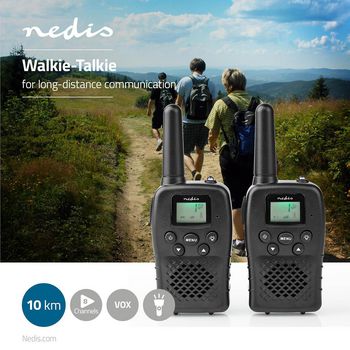 WLTK1000BK Walkie talkie set | 2 handsets | tot 10 km | frequentiekanalen: 8 | ptt / vox | tot 3 uur | zwart Product foto