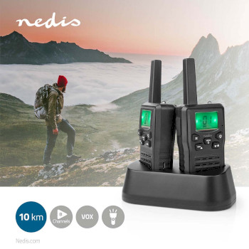 WLTK1010BK Walkie talkie set | 2 handsets | tot 10 km | frequentiekanalen: 8 | ptt / vox | tot 6 uur | oplaadst Product foto