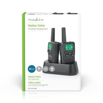 WLTK1010BK Walkie talkie set | 2 handsets | tot 10 km | frequentiekanalen: 8 | ptt / vox | tot 6 uur | oplaadst  foto