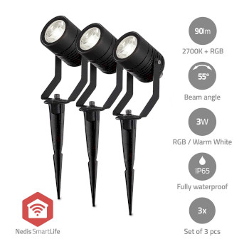 ZBLOS10RGBW3 Smartlife buitenlamp | 3 x 90 lm | zigbee 3.0 | 3 x 3 w | rgb | 2700 k | aluminium | android™ 