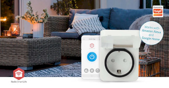 ZBPO130FWT Smartlife slimme stekker | zigbee 3.0 | ip44 | energiemeter | 3680 w | type f (cee 7/7) | -25 - 55 & Product foto