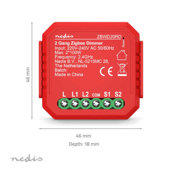 ZBWD20RD Smartlife modules | zigbee 3.0 | 2x100 w | kroonsteen | app beschikbaar voor: android™ / ios Product foto