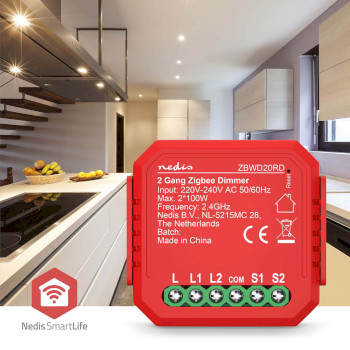 ZBWD20RD Smartlife modules | zigbee 3.0 | 2x100 w | kroonsteen | app beschikbaar voor: android™ / ios Product foto